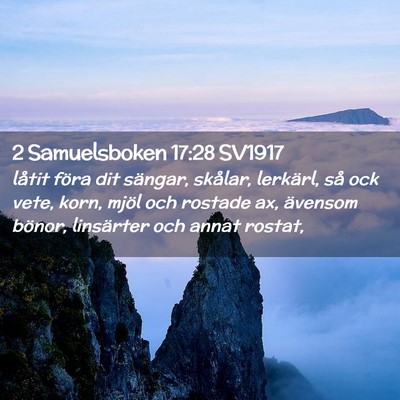 Picture 02 - 2 Samuelsboken 17:28 SV1917 - låtit föra dit sängar, skålar, lerkärl, så - Bible Verse Picture
