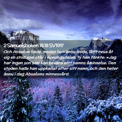 Picture 02 - 2 Samuelsboken 18:18 SV1917 - Och Absalom hade, medan han ännu levde, låtit - Bible Verse Picture