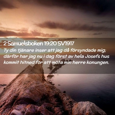 Picture 02 - 2 Samuelsboken 19:20 SV1917 - Ty din tjänare inser att jag då försyndade - Bible Verse Picture