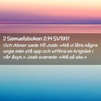 Picture 02 - 2 Samuelsboken 2:14 SV1917 - Och Abner sade till Joab: »Må vi låta några - Bible Verse Picture
