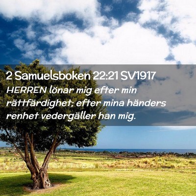 Picture 02 - 2 Samuelsboken 22:21 SV1917 - HERREN lönar mig efter min rättfärdighet; - Bible Verse Picture