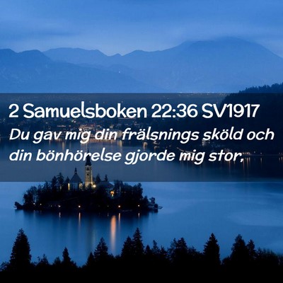Picture 02 - 2 Samuelsboken 22:36 SV1917 - Du gav mig din frälsnings sköld och din - Bible Verse Picture