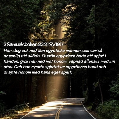Picture 02 - 2 Samuelsboken 23:21 SV1917 - Han slog ock ned den egyptiske mannen som var så - Bible Verse Picture