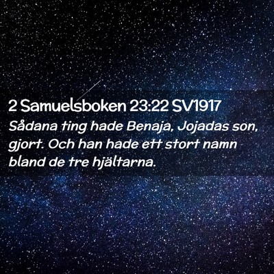 Picture 02 - 2 Samuelsboken 23:22 SV1917 - Sådana ting hade Benaja, Jojadas son, gjort. Och - Bible Verse Picture