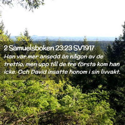Picture 02 - 2 Samuelsboken 23:23 SV1917 - Han var mer ansedd än någon av de trettio, men - Bible Verse Picture