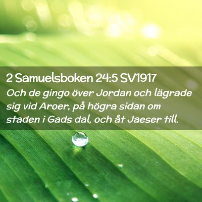 Picture 02 - 2 Samuelsboken 24:5 SV1917 - Och de gingo över Jordan och lägrade sig vid - Bible Verse Picture