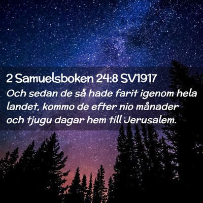 Picture 02 - 2 Samuelsboken 24:8 SV1917 - Och sedan de så hade farit igenom hela landet, - Bible Verse Picture