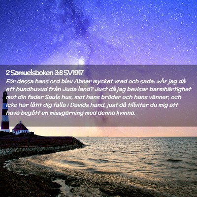Picture 02 - 2 Samuelsboken 3:8 SV1917 - För dessa hans ord blev Abner mycket vred och - Bible Verse Picture