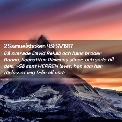 Picture 02 - 2 Samuelsboken 4:9 SV1917 - Då svarade David Rekab och hans broder Baana, - Bible Verse Picture