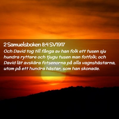 Picture 02 - 2 Samuelsboken 8:4 SV1917 - Och David tog till fånga av han folk ett tusen - Bible Verse Picture