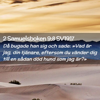 Picture 02 - 2 Samuelsboken 9:8 SV1917 - Då bugade han sig och sade: »Vad är jag, din - Bible Verse Picture