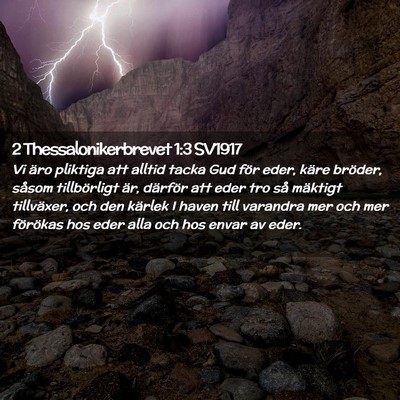 Picture 02 - 2 Thessalonikerbrevet 1:3 SV1917 - Vi äro pliktiga att alltid tacka Gud för eder, - Bible Verse Picture
