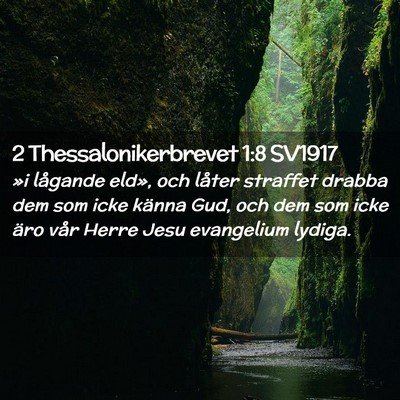 Picture 02 - 2 Thessalonikerbrevet 1:8 SV1917 - »i lågande eld», och låter straffet drabba - Bible Verse Picture