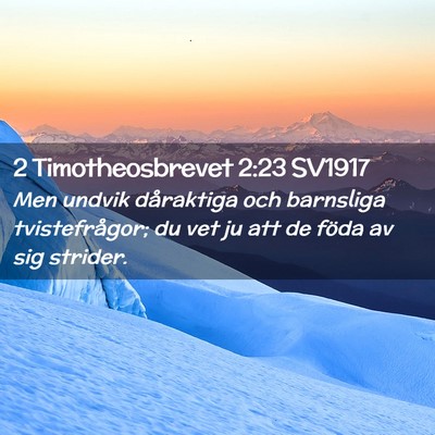 Picture 02 - 2 Timotheosbrevet 2:23 SV1917 - Men undvik dåraktiga och barnsliga - Bible Verse Picture