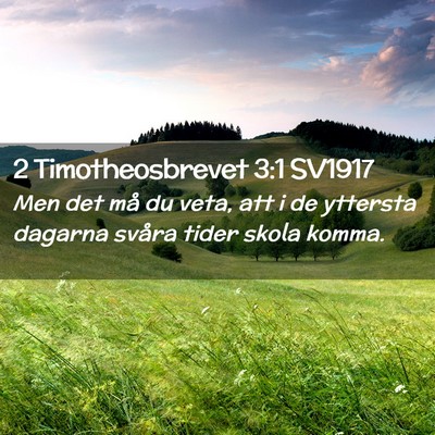 Picture 02 - 2 Timotheosbrevet 3:1 SV1917 - Men det må du veta, att i de yttersta dagarna - Bible Verse Picture