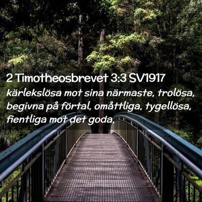 Picture 02 - 2 Timotheosbrevet 3:3 SV1917 - kärlekslösa mot sina närmaste, trolösa, - Bible Verse Picture