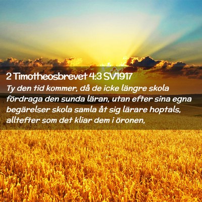 Picture 02 - 2 Timotheosbrevet 4:3 SV1917 - Ty den tid kommer, då de icke längre skola - Bible Verse Picture