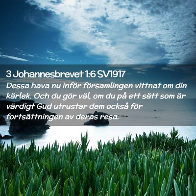 Picture 02 - 3 Johannesbrevet 1:6 SV1917 - Dessa hava nu inför församlingen vittnat om din - Bible Verse Picture