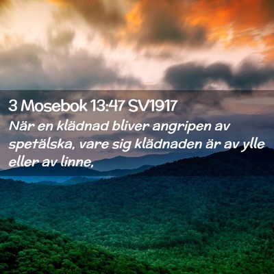 Picture 02 - 3 Mosebok 13:47 SV1917 - När en klädnad bliver angripen av spetälska, - Bible Verse Picture