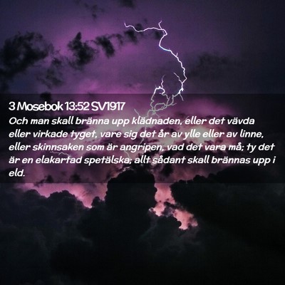 Picture 02 - 3 Mosebok 13:52 SV1917 - Och man skall bränna upp klädnaden, eller det - Bible Verse Picture