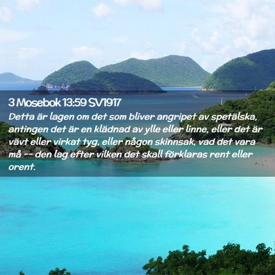 Picture 02 - 3 Mosebok 13:59 SV1917 - Detta är lagen om det som bliver angripet av - Bible Verse Picture