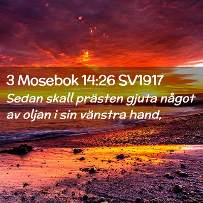 Picture 02 - 3 Mosebok 14:26 SV1917 - Sedan skall prästen gjuta något av oljan i sin - Bible Verse Picture