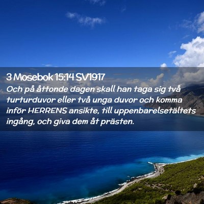 Picture 02 - 3 Mosebok 15:14 SV1917 - Och på åttonde dagen skall han taga sig två - Bible Verse Picture