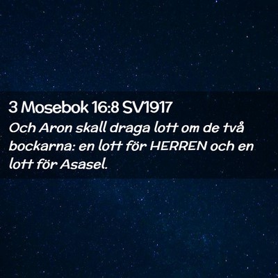 Picture 02 - 3 Mosebok 16:8 SV1917 - Och Aron skall draga lott om de två bockarna: en - Bible Verse Picture