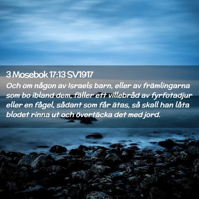 Picture 02 - 3 Mosebok 17:13 SV1917 - Och om någon av Israels barn, eller av - Bible Verse Picture
