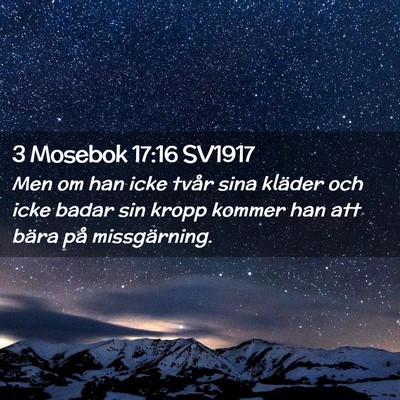 Picture 02 - 3 Mosebok 17:16 SV1917 - Men om han icke tvår sina kläder och icke badar - Bible Verse Picture