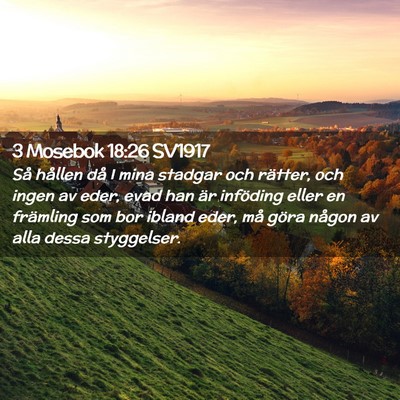 Picture 02 - 3 Mosebok 18:26 SV1917 - Så hållen då I mina stadgar och rätter, och - Bible Verse Picture