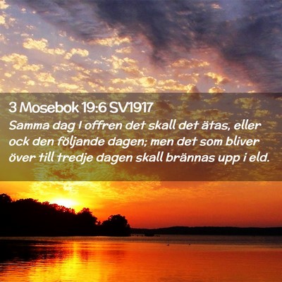 Picture 02 - 3 Mosebok 19:6 SV1917 - Samma dag I offren det skall det ätas, eller ock - Bible Verse Picture
