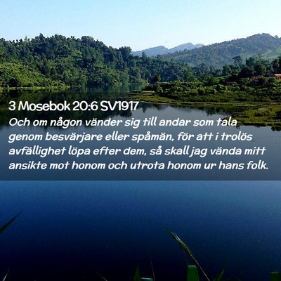 Picture 02 - 3 Mosebok 20:6 SV1917 - Och om någon vänder sig till andar som tala - Bible Verse Picture