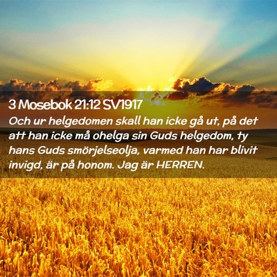 Picture 02 - 3 Mosebok 21:12 SV1917 - Och ur helgedomen skall han icke gå ut, på det - Bible Verse Picture