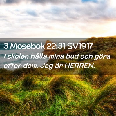 Picture 02 - 3 Mosebok 22:31 SV1917 - I skolen hålla mina bud och göra efter dem. Jag - Bible Verse Picture