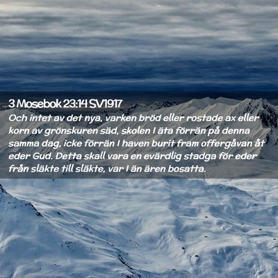 Picture 02 - 3 Mosebok 23:14 SV1917 - Och intet av det nya, varken bröd eller rostade - Bible Verse Picture