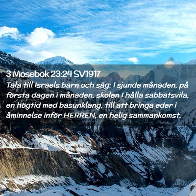 Picture 02 - 3 Mosebok 23:24 SV1917 - Tala till Israels barn och säg: I sjunde - Bible Verse Picture
