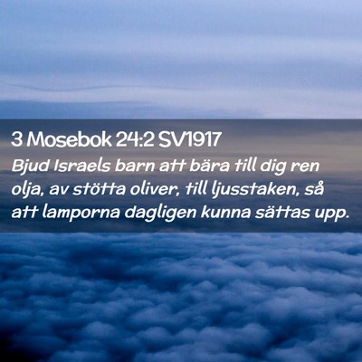 Picture 02 - 3 Mosebok 24:2 SV1917 - Bjud Israels barn att bära till dig ren olja, av - Bible Verse Picture