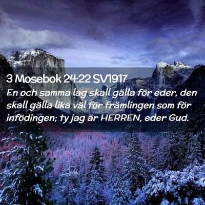 Picture 02 - 3 Mosebok 24:22 SV1917 - En och samma lag skall gälla för eder, den - Bible Verse Picture