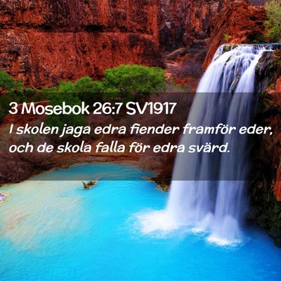 Picture 02 - 3 Mosebok 26:7 SV1917 - I skolen jaga edra fiender framför eder, och de - Bible Verse Picture