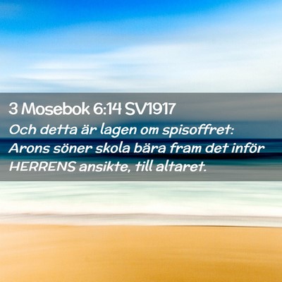Picture 02 - 3 Mosebok 6:14 SV1917 - Och detta är lagen om spisoffret: Arons söner - Bible Verse Picture