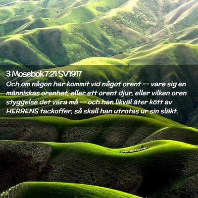Picture 02 - 3 Mosebok 7:21 SV1917 - Och om någon har kommit vid något orent -- vare - Bible Verse Picture
