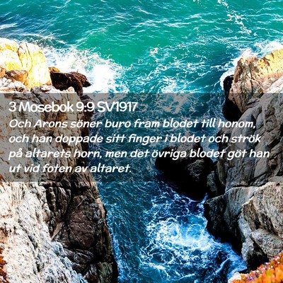 Picture 02 - 3 Mosebok 9:9 SV1917 - Och Arons söner buro fram blodet till honom, och - Bible Verse Picture