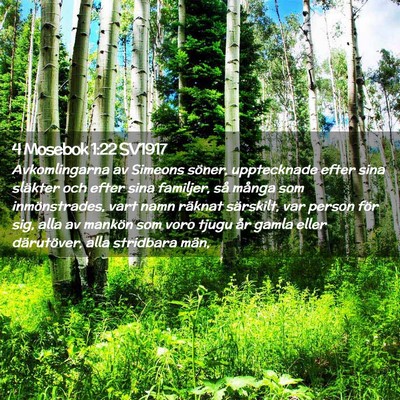 Picture 02 - 4 Mosebok 1:22 SV1917 - Avkomlingarna av Simeons söner, upptecknade - Bible Verse Picture