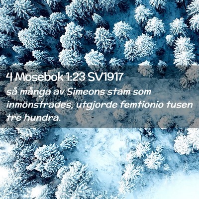 Picture 02 - 4 Mosebok 1:23 SV1917 - så många av Simeons stam som inmönstrades, - Bible Verse Picture