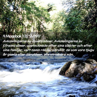 Picture 02 - 4 Mosebok 1:32 SV1917 - Avkomlingarna av Josefs söner: Avkomlingarna av - Bible Verse Picture