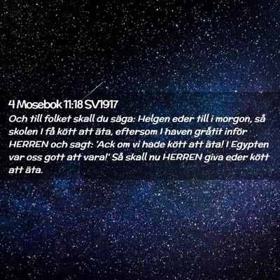 Picture 02 - 4 Mosebok 11:18 SV1917 - Och till folket skall du säga: Helgen eder till - Bible Verse Picture