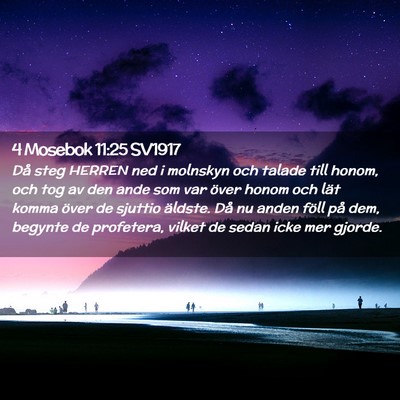 Picture 02 - 4 Mosebok 11:25 SV1917 - Då steg HERREN ned i molnskyn och talade till - Bible Verse Picture