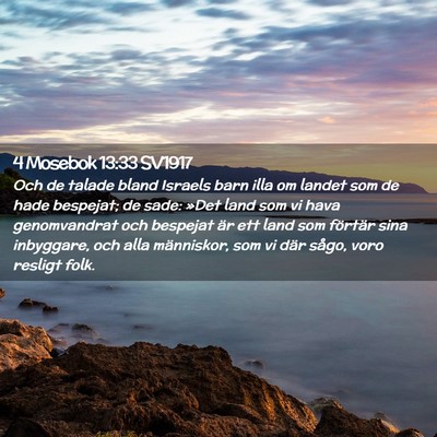 Picture 02 - 4 Mosebok 13:33 SV1917 - Och de talade bland Israels barn illa om landet - Bible Verse Picture