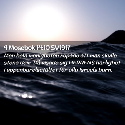 Picture 02 - 4 Mosebok 14:10 SV1917 - Men hela menigheten ropade att man skulle stena - Bible Verse Picture